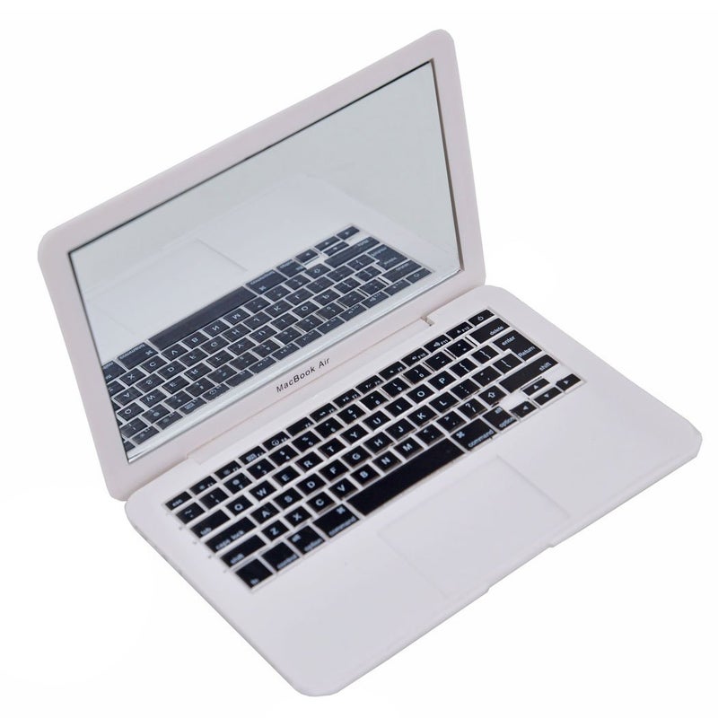 ebuddy Mini Dollhouse Toy Cat Laptop Tiny Fake Computer Mirror for Cat (White) - Image 1