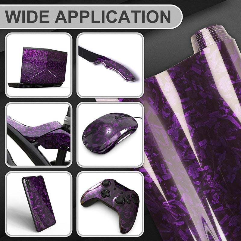 أريسبارك فينيل ألياف كربون مزور�� 150 × 30 سم، بنفسجي، لاصق مقاوم للماء للسيارات والدراجات النارية - Image 4