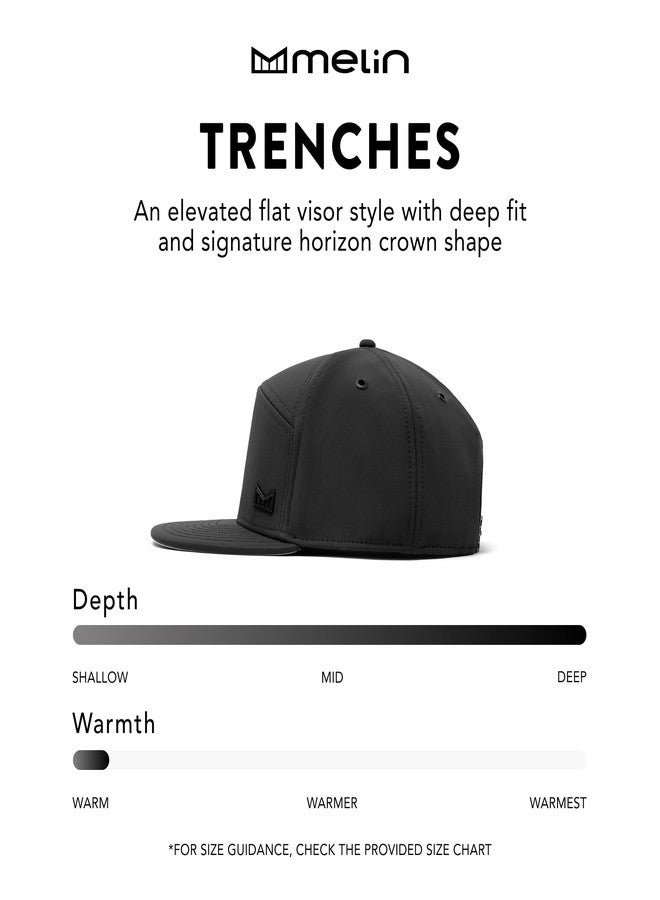 melin Trenches Icon Infinite Thermal, Black, Men's Performance Snapback Hat for Cold Weather, Water-Resistant Flat Bill Baseball Caps for Men & Women, Golf, Running, or Workout Hat, Medium-Large - Image 4