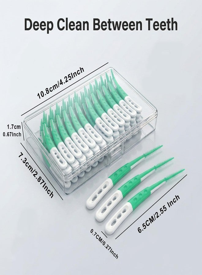 ACSKD Dental Picks for Teeth Cleaning, 96 Count Disposable Tooth Picks Flossers with Convenient Carry Case, Green - Image 2