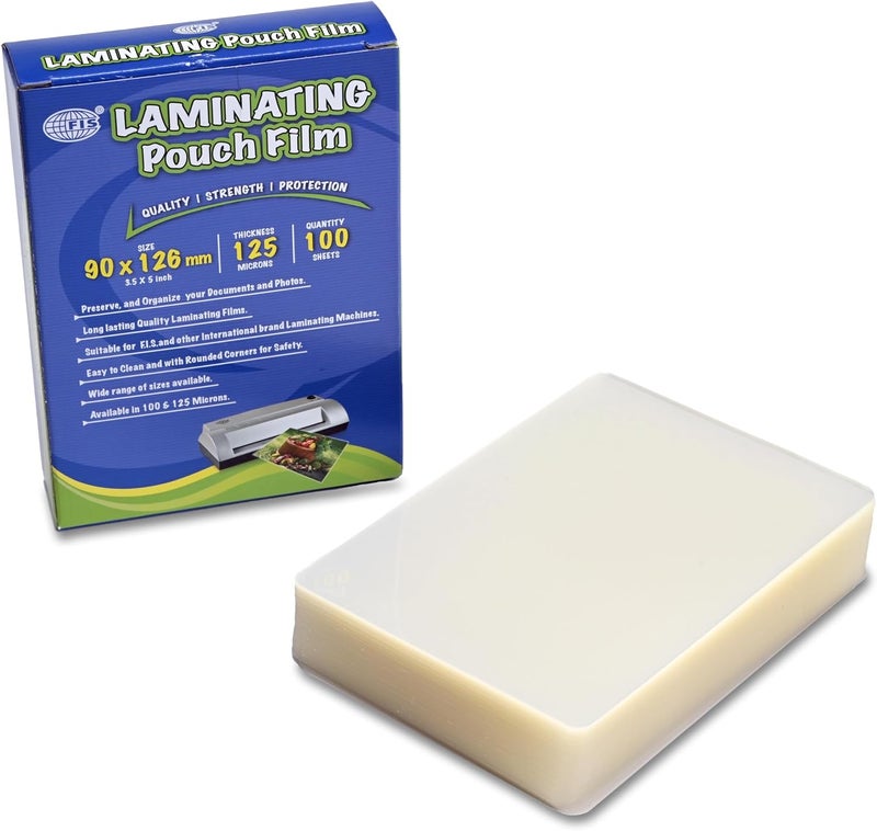FIS Laminating Film, 90x126mm, 125 Micron Thickness, 100 Sheets Pack - Image 2