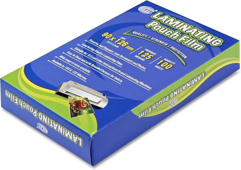 FIS Laminating Film, 90x126mm, 125 Micron Thickness, 100 Sheets Pack - Image 1