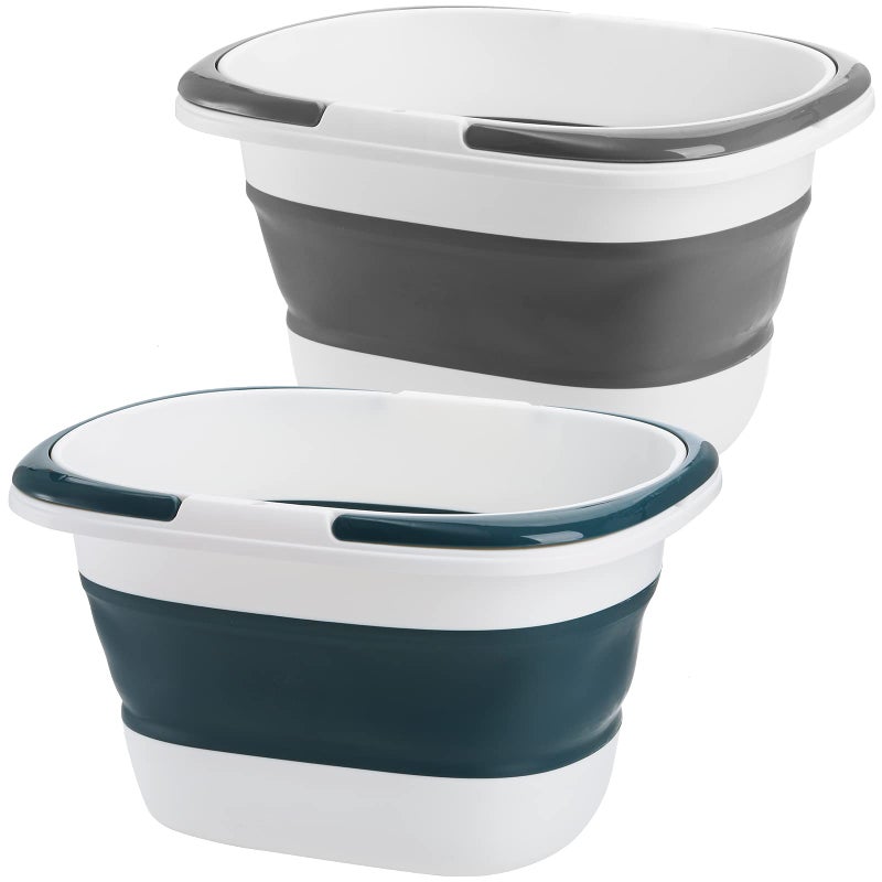 Coloch 2 Pack 16L42 Gallon Collapsible Plastic Bucket Foldable Mop Bucket Laundry Basket with Handle Portable Water Pail SpaceSaving Bucket for House Cleaning Car Washing Fishing Camping