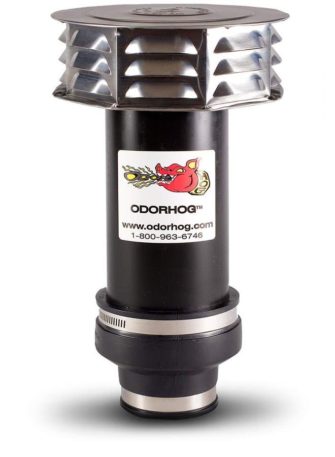 OdorHog Metal Cap Clamp On Vent Stack Pipe Filter 2", Black ABS, Removes Outdoor Septic and Sewer Odor Problems - Image 1