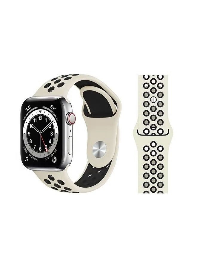 vesus Replacement Band For Apple Watch Series 6/SE/5/4/3/2/1 Antique White Black