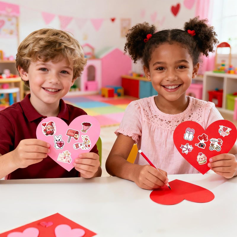 Anwyll 300Pcs Valentines Day Stickers - Happy Valentine's Day Stickers for Kids Adults Self Adhesive Heart Love Sticker Vinyl Valentine Sticker Bulk for Gift Crafts Water Bottle Valentine Party Decor - Image 5
