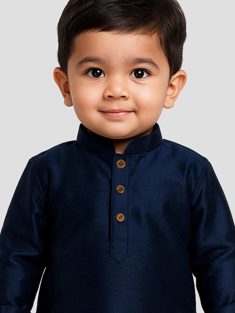 JBN Creation Boys' Navy Blue Silk Blend Kurta and Dhoti Set - Perfect for Festivals and Special Occasions - Image 2
