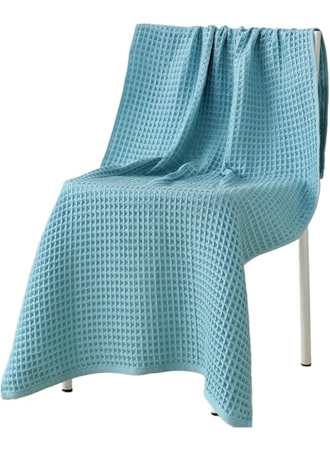 Soft Bath Towel Set 1 Size 100% Cotton Waffle WeaveTowels Dark Blue 70 140cm  - Image 1