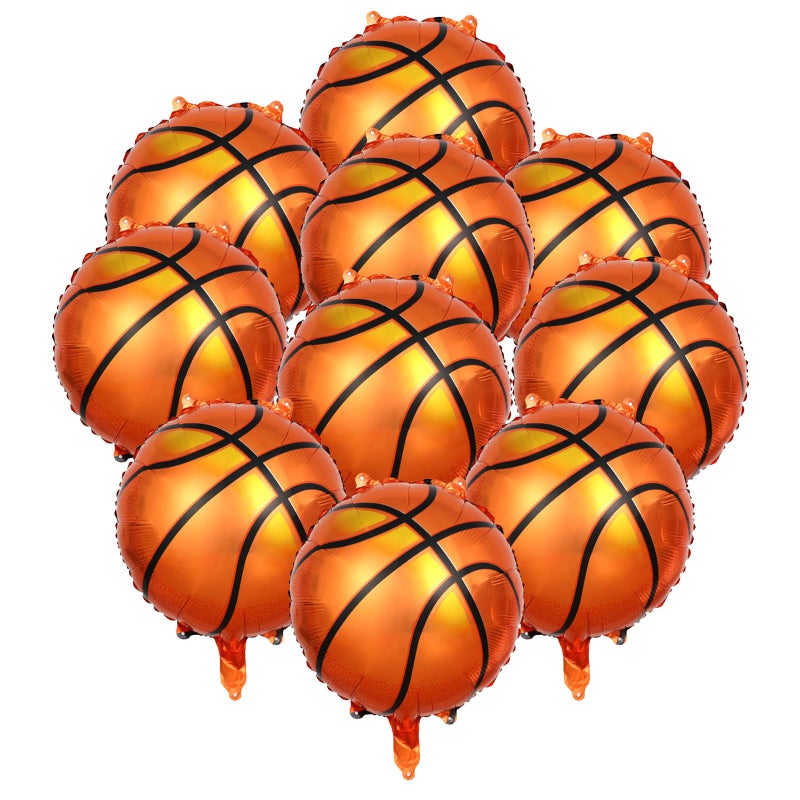 BIEUFBJI 10 Pieces Basketball Balloon 18 inches Mylar Basketball Balloon Party Decoration for Basketball Theme Sports Theme Party Birthday Party Decoration Supplies