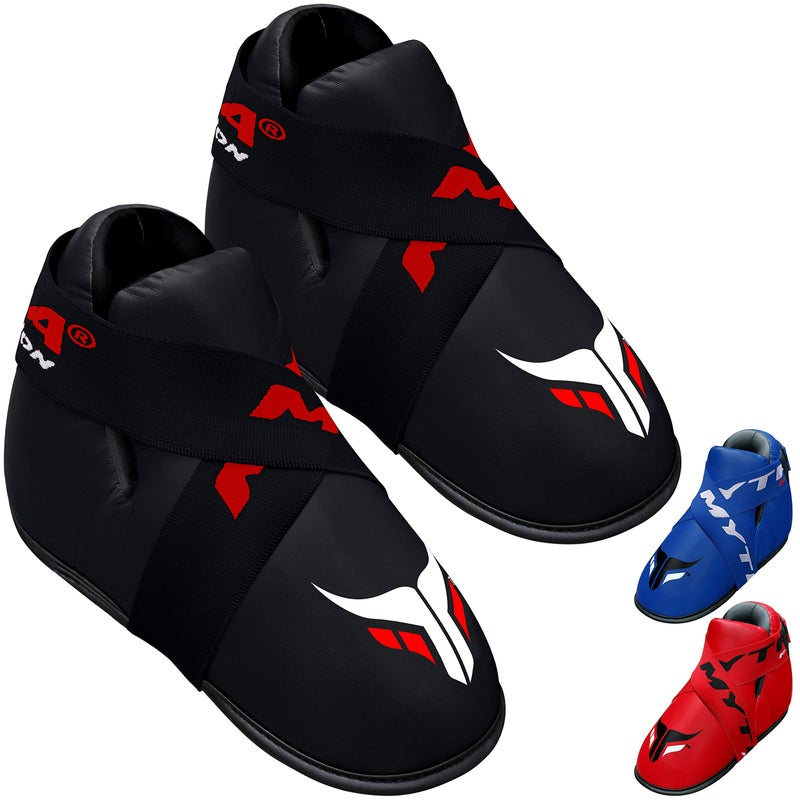 Mytra Fusion Semi Contact Boots â€“ Kickboxing Boots and Foot Pads for Sparring, MMA, Muay Thai, Karate, Training, Fighting and Martial Arts (Black, S) - Image 1