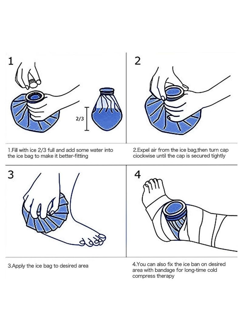 DMG TECH - Ice Pack for Injuries, Reusable Ice Bags, Hot & Cold ​Therapy and Pain Relief with Elastic Breathable Support Wrap, for Teeth Pain, Headaches and Menstruation Pain, 4-Pack, 3 Sizes (6"/9"/11") - Image 1