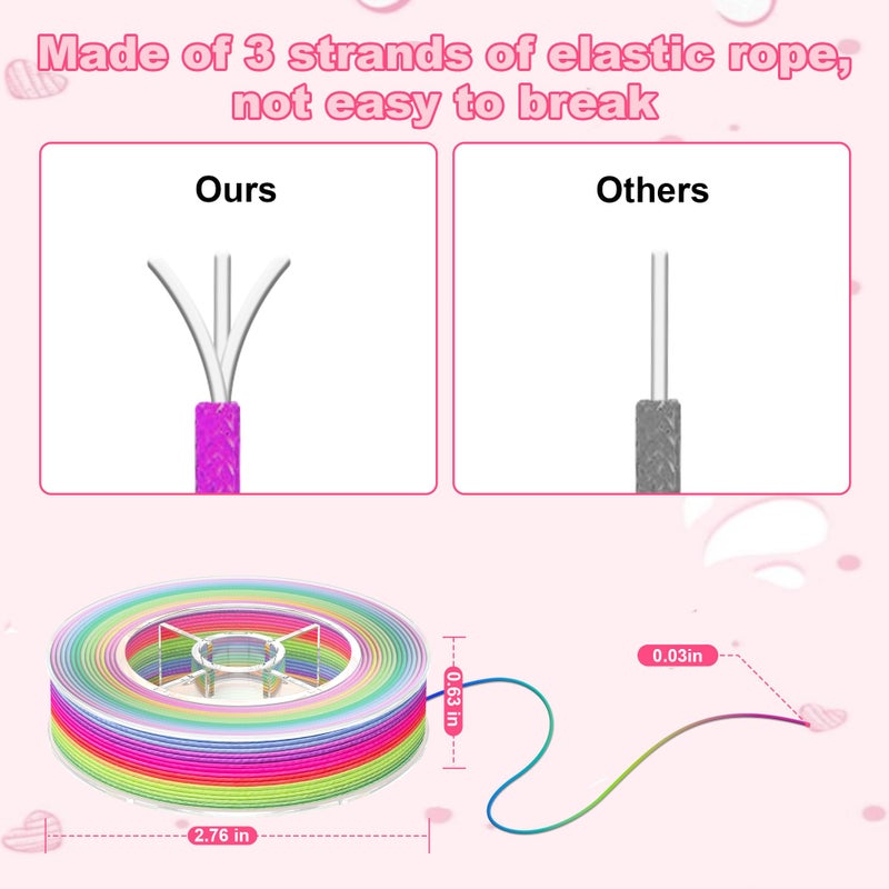 Profasion Stretchy String for Bracelets, Necklaces, Bead Stringing, Jewelry Making, Hair Braiding, and Crafts. Diameter: 1mm, Length: 82 Feet, Rainbow - Image 2