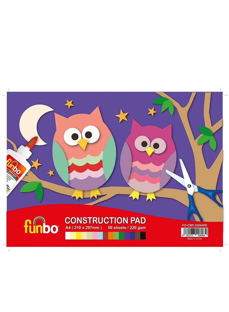 Funbo 50-Sheet A4 Size Construction Pad With 220gsm Thickness Sheets - Image 1