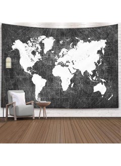 World Map Black World Map Wall Old World World Black Map Wall Hanging Large Map Wall Paintings for Bedroom 80X60 Inches Black White