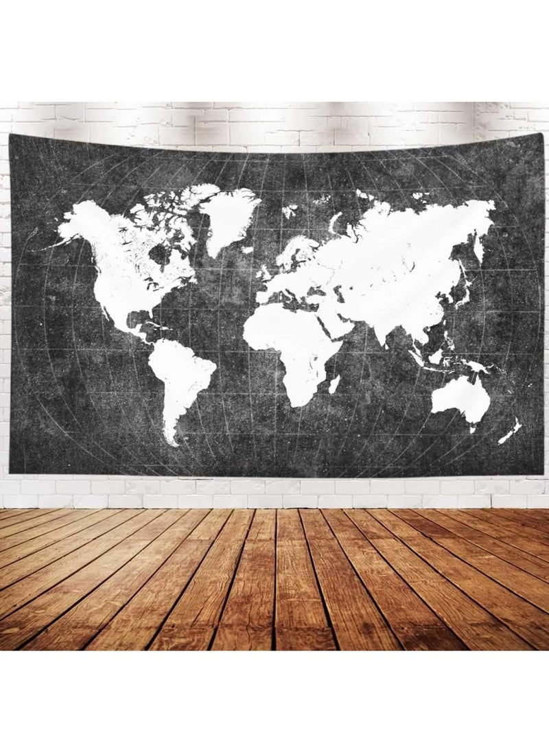 BPA - World Map Black World Map Wall Old World World Black Map Wall Hanging Large Map Wall Paintings for Bedroom 80X60 Inches Black White - Image 1