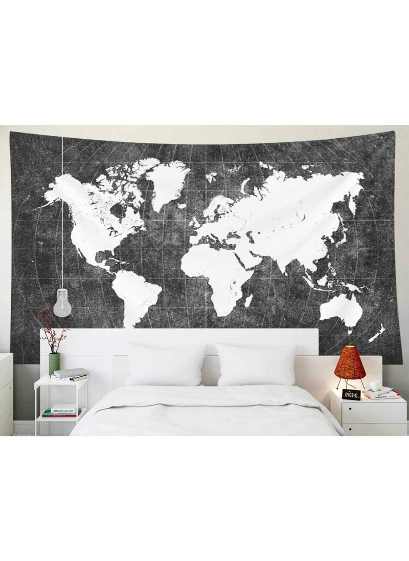 BPA - World Map Black World Map Wall Old World World Black Map Wall Hanging Large Map Wall Paintings for Bedroom 80X60 Inches Black White - Image 1