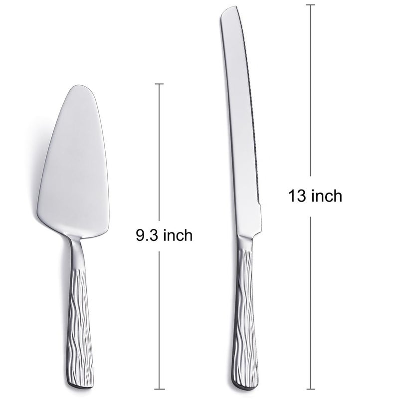 Seeshine Silver Cake Cutter Set, Stainless Steel Cake Cutting Set Include Cake Knife and Cake Server, Suitable for Wedding, Birthday, Parties and Events - Image 2
