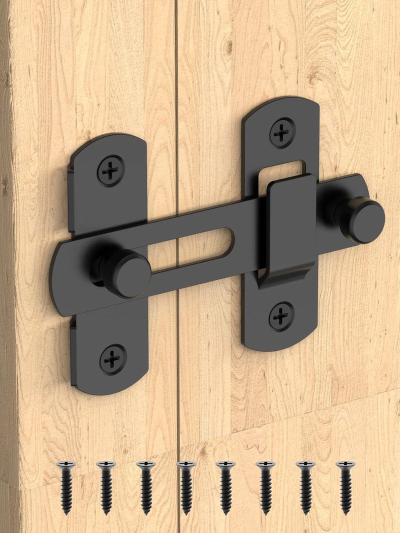 MeBantoo Sliding Barn Door Lock Stainless Steel Safety Flip Gate Latches Door Bolt Locks for Wine Cabinet Bathroom Outdoor Garage Garden Closet 1 Black