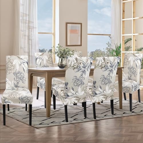 SearchI Printed Dining Room Chair Covers Set of 4 Stretch Kitchen Chair Covers Washable Parsons Chair Slipcover Removable Dining Chair Protectors for HotelCeremonyFlower Pattern3 - Image 3