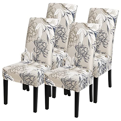 SearchI Printed Dining Room Chair Covers Set of 4 Stretch Kitchen Chair Covers Washable Parsons Chair Slipcover Removable Dining Chair Protectors for HotelCeremonyFlower Pattern3 - Image 1
