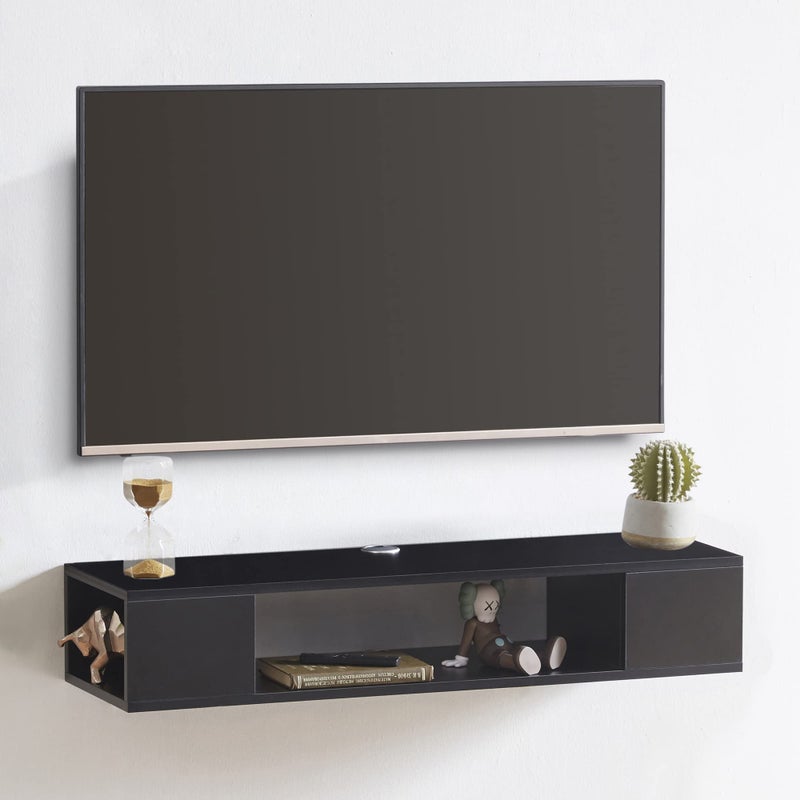 GHC Floating TV Stand Wall Mounted Entertainment Center and Cabinet Shelf TV Console with StorageMedia Console for DVD Player SpaceSaving Under TV Shelf for Bedroom Living Room Black