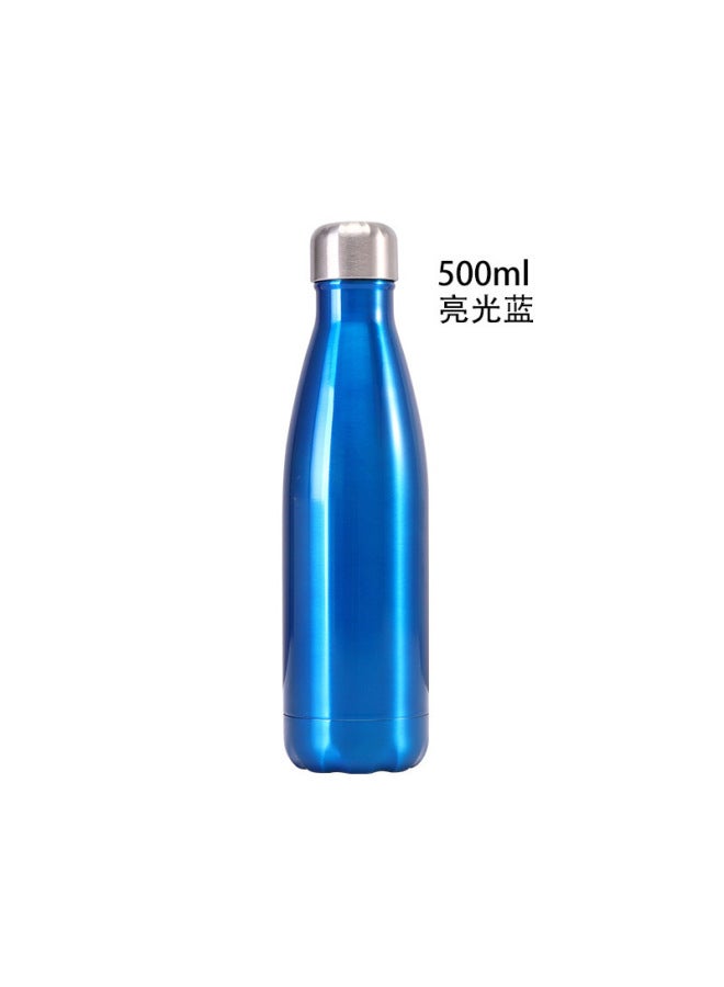 Bright Light Blue 304 Stainless Steel Vacuum Double Layer Coke Bottle American Style Small Mouth Bottle Outdoor Portable Thermos Sports Water Cup