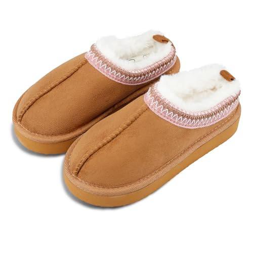 Jessica Simpson Girls 1 Inch Platform Memory Foam Slide-On Clog Slipper-Indoor/Outdoor Sole, Tan - Image 5