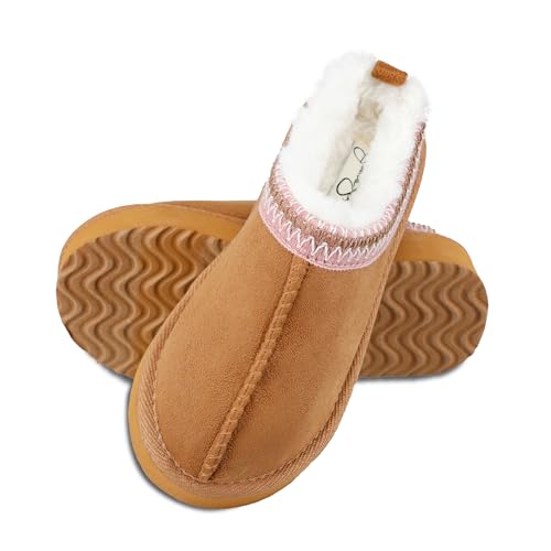 Jessica Simpson Girls 1 Inch Platform Memory Foam Slide-On Clog Slipper-Indoor/Outdoor Sole, Tan - Image 4