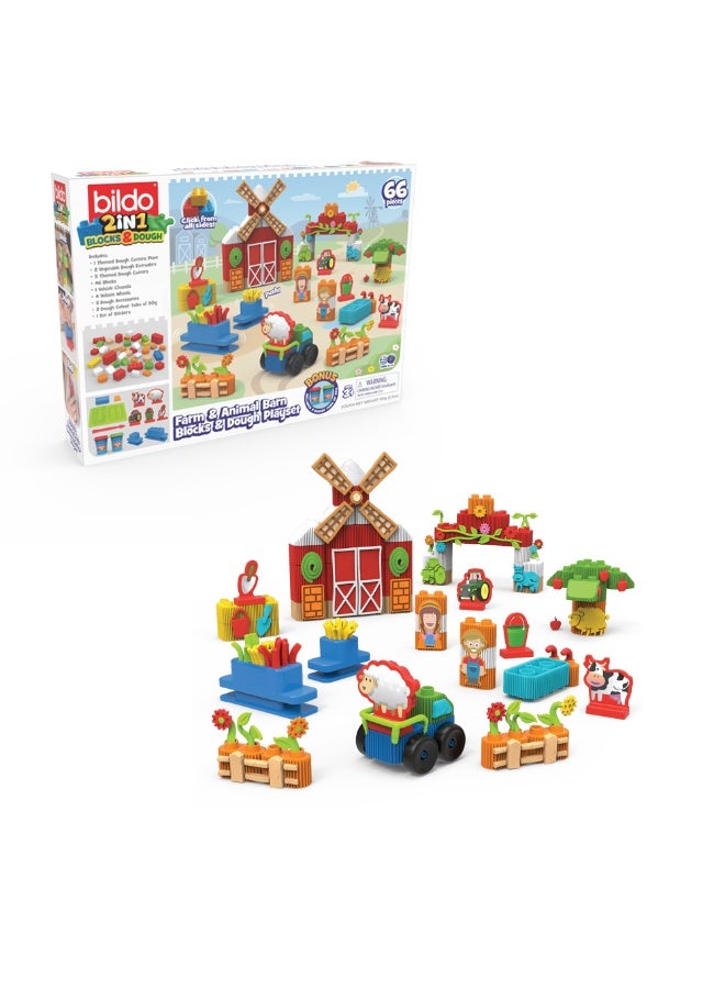 bildo Farm & Animal Barn  Blocks & Dough Playset - Image 1