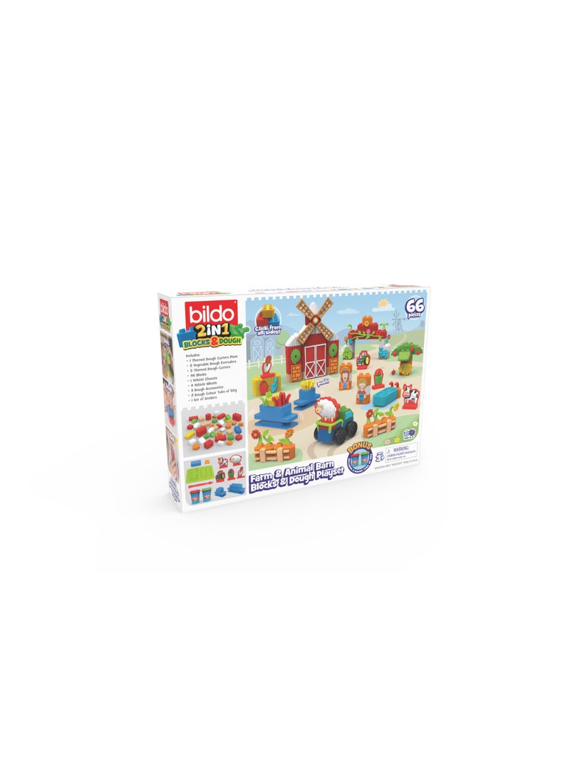 bildo Farm & Animal Barn  Blocks & Dough Playset - Image 2