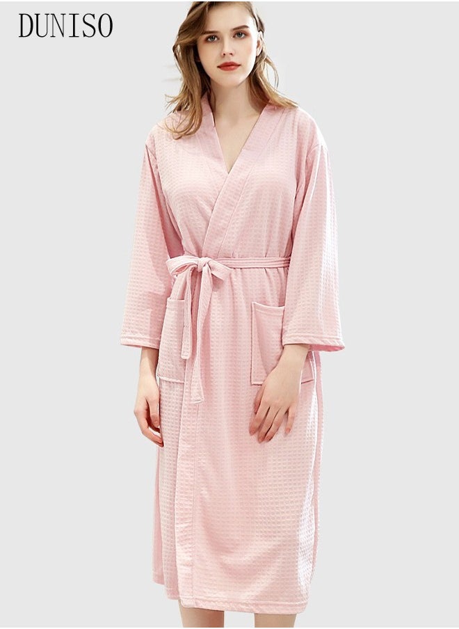 DUNISO - Women's Robe Lightweight Soft Kimono Robes Loungewear with Long Sleeve Side Pockets Sleepwear Spa Robe Nightwear Nightgown Women Water Bathrobe Bridesmaid Robes Dressing Gown Autumn Robe - Image 1