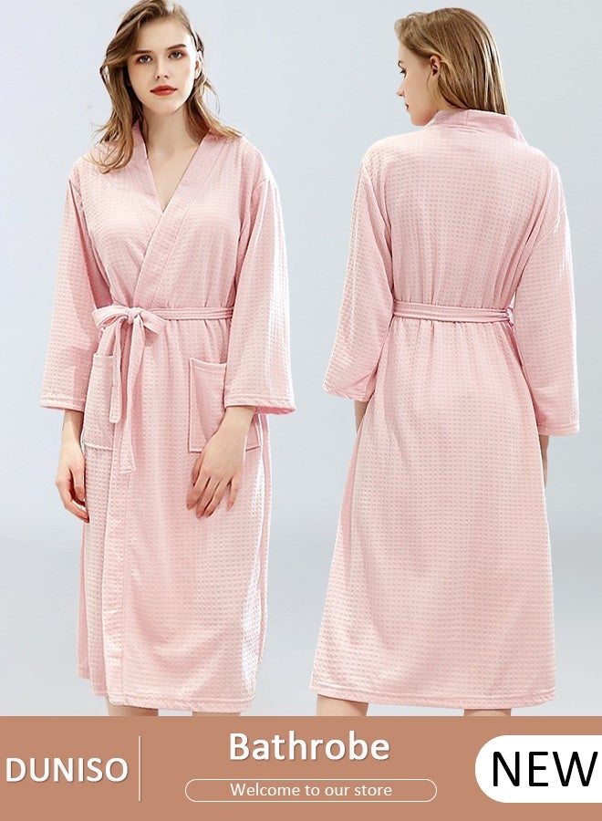DUNISO Women's Robe Lightweight Soft Kimono Robes Loungewear with Long Sleeve Side Pockets Sleepwear Spa Robe Nightwear Nightgown Women Water Bathrobe Bridesmaid Robes Dressing Gown Autumn Robe - Image 1