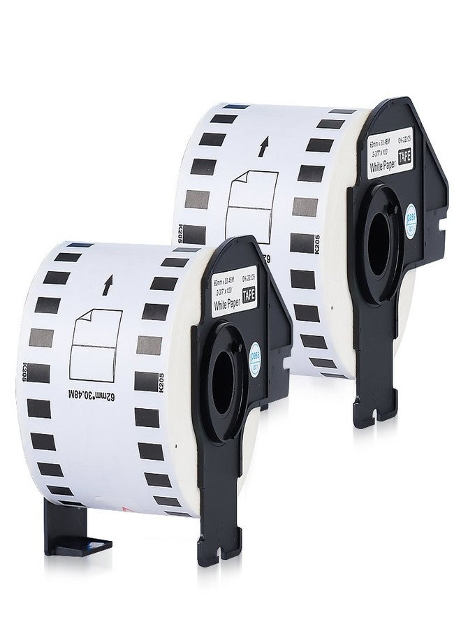 لايبل بروز لفة ملصقات متواصلة متوافقة مع LabelPros DK-2205 (2.4 بوصة × 100 قدم) مع خرطوشتين قابلتين لإعادة الاستخدام، للاستخدام مع QL-700 وQL-570 - Image 1