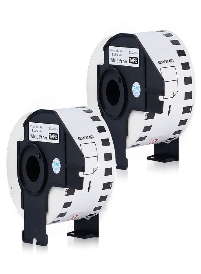 لايبل بروز لفة ملصقات متواصلة متوافقة مع LabelPros DK-2205 (2.4 بوصة × 100 قدم) مع خرطوشتين قابلتين لإعادة الاستخدام، للاستخدام مع QL-700 وQL-570 - Image 2