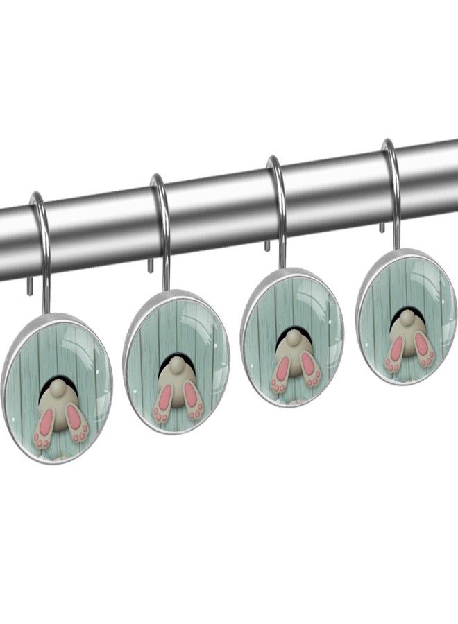 Happy Easter Bunny Shower Curtain Rod & Rings, Stainless Steel - Ideal for Every Bathroom - 12-Piece Set, Easy to Install & Secure, Built to Last - Image 2