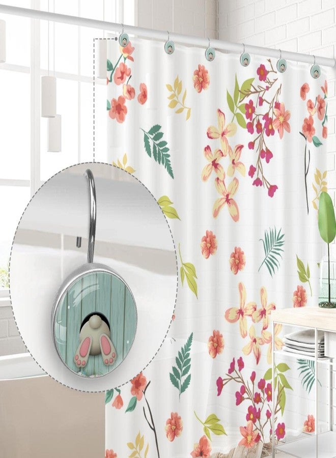 Happy Easter Bunny Shower Curtain Rod & Rings, Stainless Steel - Ideal for Every Bathroom - 12-Piece Set, Easy to Install & Secure, Built to Last - Image 4