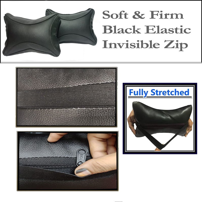 ABS AUTO TREND ABS Car Seat Neck Rest Cushion Pillow for Hyundai Aura (Set of 2) FauxLeather (27x08x17 CM) Black - Image 3