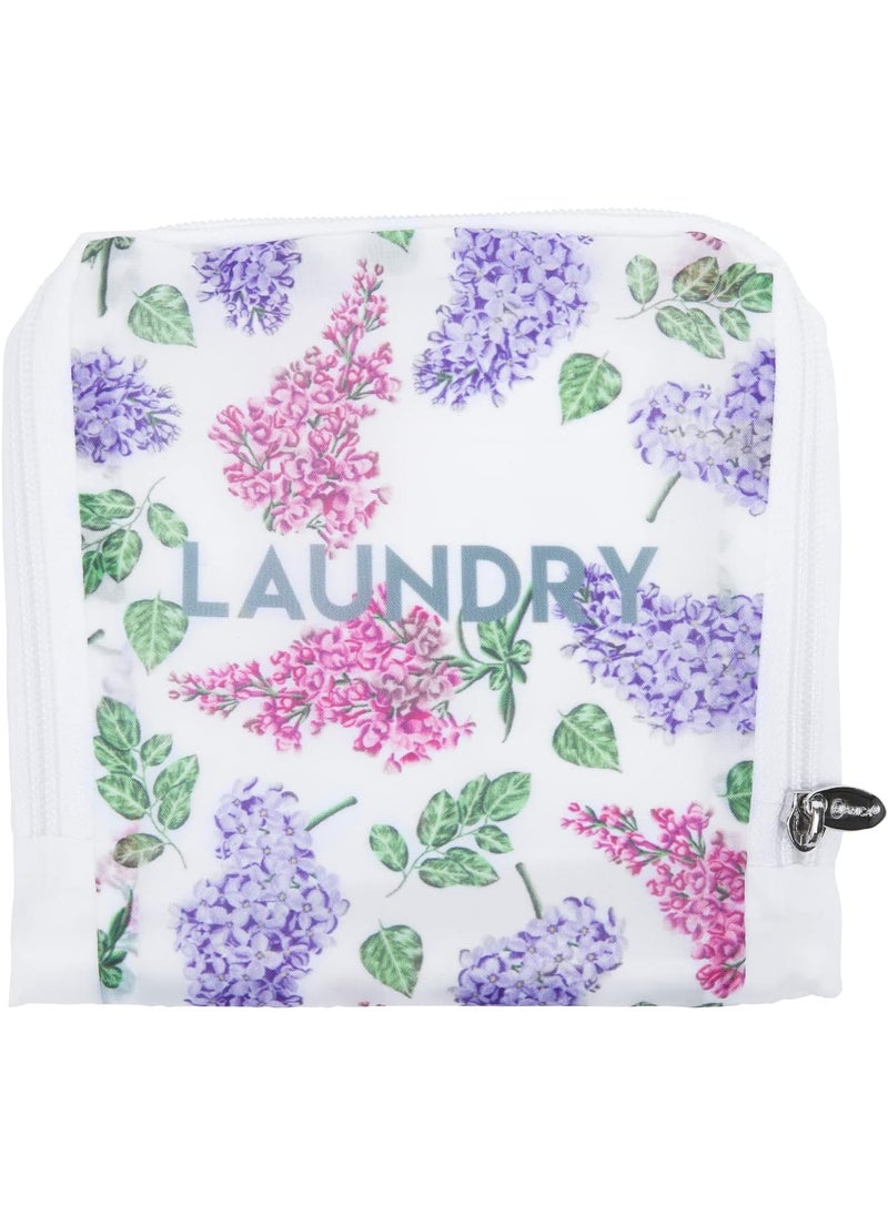 Miamica Miamica Travel Laundry Bag Lilac FLoral  Measures 21 x 22 When Fully Opened  Foldable Laundry Bag with Drawstring Closure  Durable Lightweight Travel Accessories  - Image 1