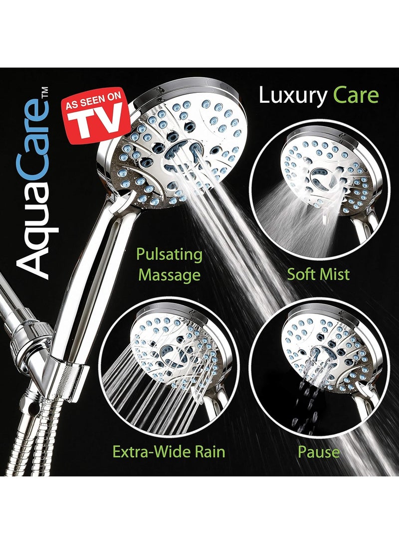 Bukela High Pressure 8-mode Handheld Shower Head - Anti-clog Nozzles, Built-in Power Wash to Clean Tub, Tile & Pets, Extra Long 6 ft. Stainless Steel Hose, Wall & Overhead Brackets - 1.8 GPM - Image 3