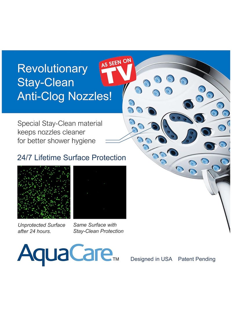 Bukela High Pressure 8-mode Handheld Shower Head - Anti-clog Nozzles, Built-in Power Wash to Clean Tub, Tile & Pets, Extra Long 6 ft. Stainless Steel Hose, Wall & Overhead Brackets - 1.8 GPM - Image 4