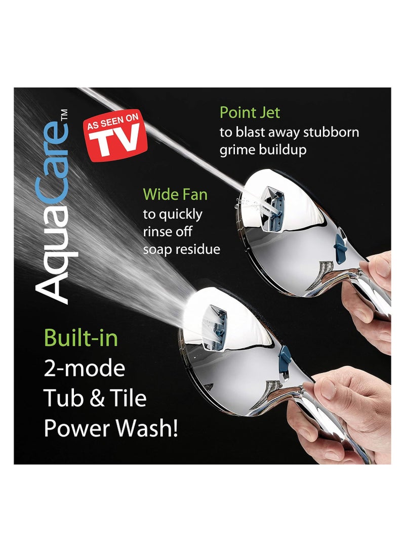 Bukela High Pressure 8-mode Handheld Shower Head - Anti-clog Nozzles, Built-in Power Wash to Clean Tub, Tile & Pets, Extra Long 6 ft. Stainless Steel Hose, Wall & Overhead Brackets - 1.8 GPM - Image 5