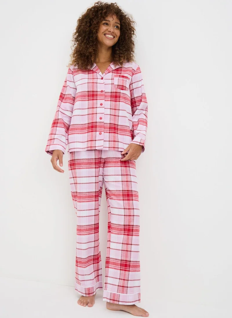 Matalan Pink Check Traditional Pyjama Set