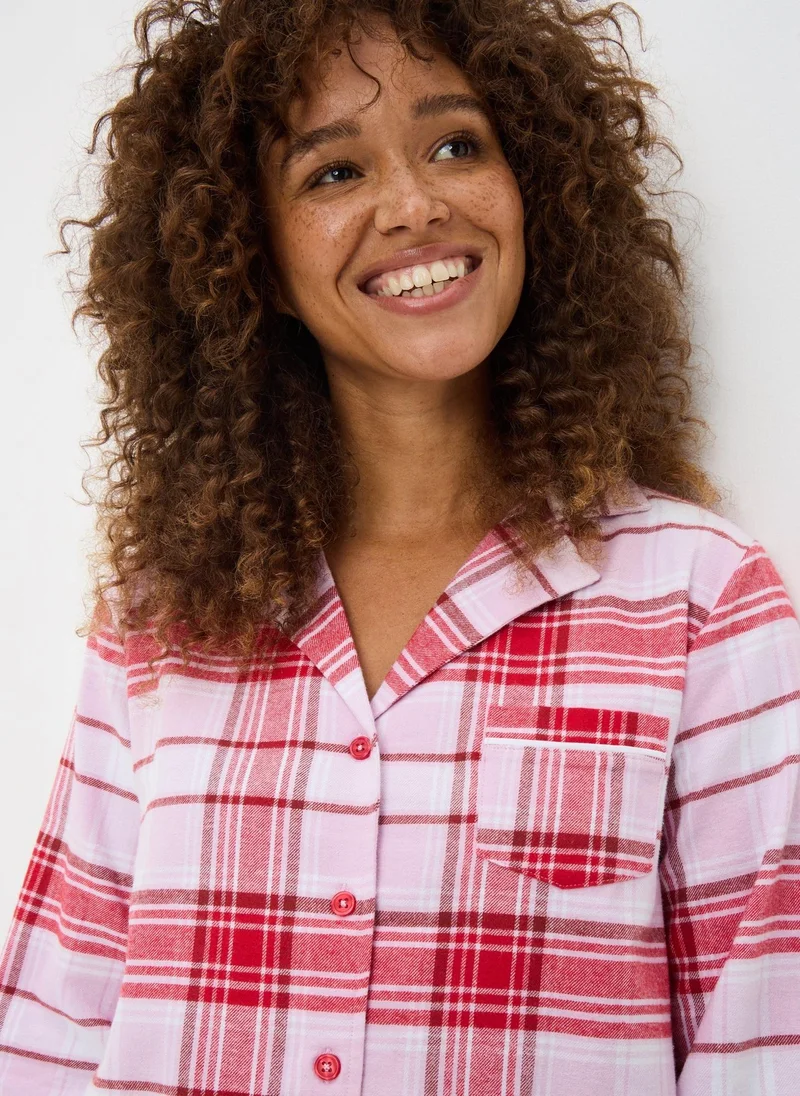 Matalan Pink Check Traditional Pyjama Set