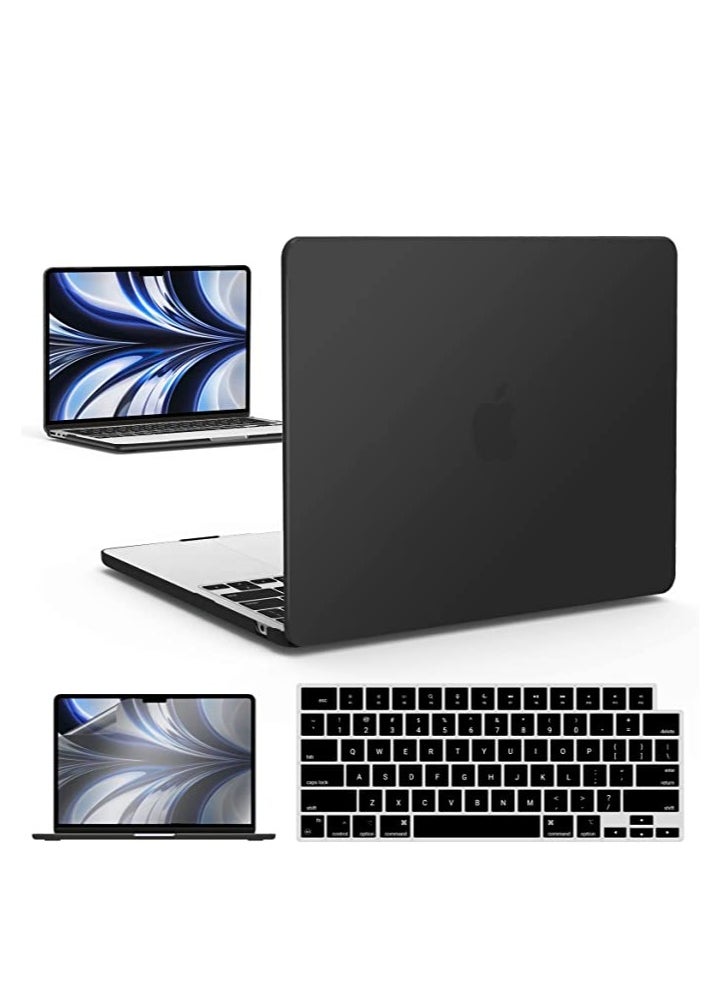 Generic 3 in 1 Case for MacBook Air 13.6 Inch 2025 A3240 M4 Chip/2022 A2681 M2 Chip/2024 A3113 M3 Chip, Hard Shell Cover & Keyboard Cover & Screen Film for MacBook Air 13.6 , Frosted  Black  - Image 1