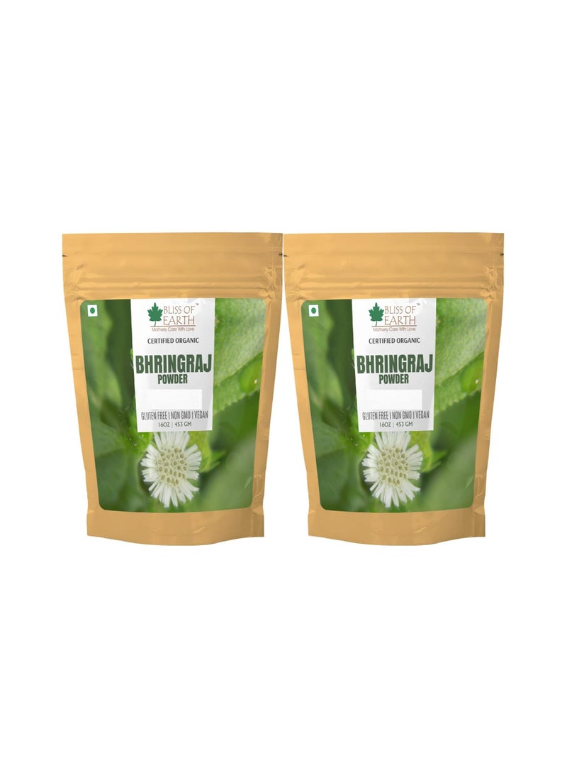 BLISS OF EARTH Bliss of Earth™ 100% Pure Natural Bhringraj Powder | 453GM | Great For Hair Pack of 2  - Image 1
