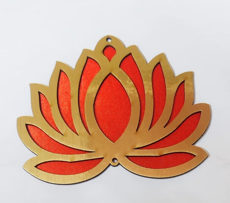 KollectionKart Kollection MDF Lotus Wooden Cutouts for DIY RongolitoranArt Craft and Festival Decorations Red 10