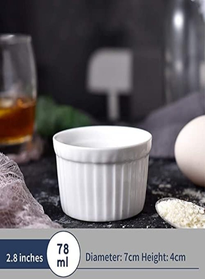 AKDC Porcelain Mini Ramekin Set, Crème Ramekins Dishes Oven Safe, Porcelains Souffle Dish For Baking, Soup Bowls For French Onion Pudding Custard Cups, Mini Desserts, Jam, Dips, Sauces (5.5 Oz - Set Of 1) - Image 3