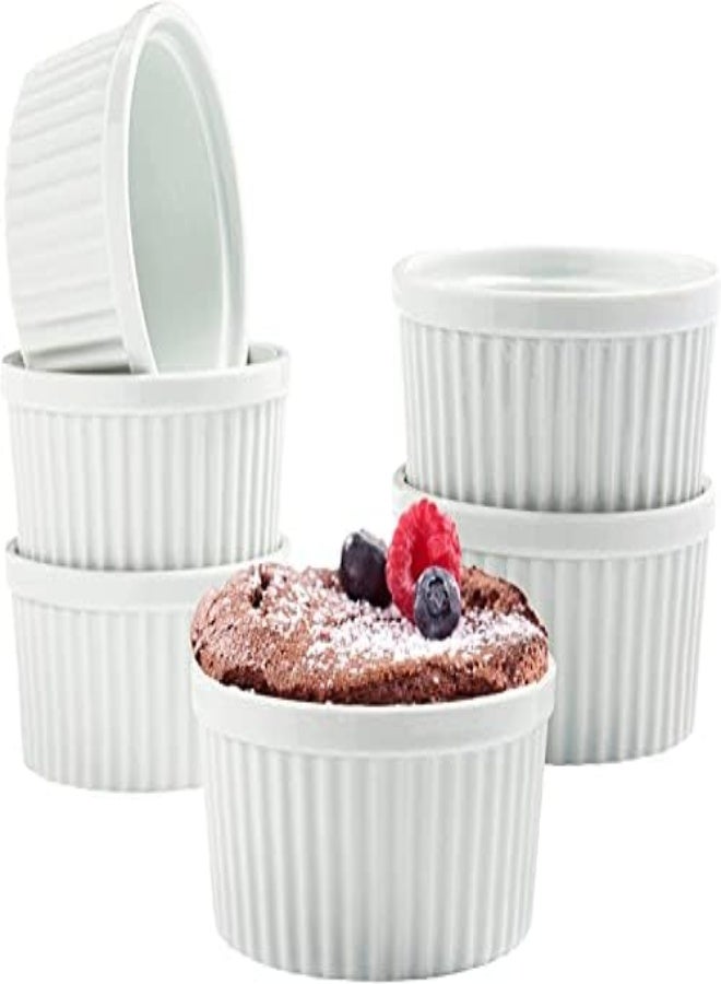 AKDC Porcelain Mini Ramekin Set, Crème Ramekins Dishes Oven Safe, Porcelains Souffle Dish For Baking, Soup Bowls For French Onion Pudding Custard Cups, Mini Desserts, Jam, Dips, Sauces (5.5 Oz - Set Of 1) - Image 2