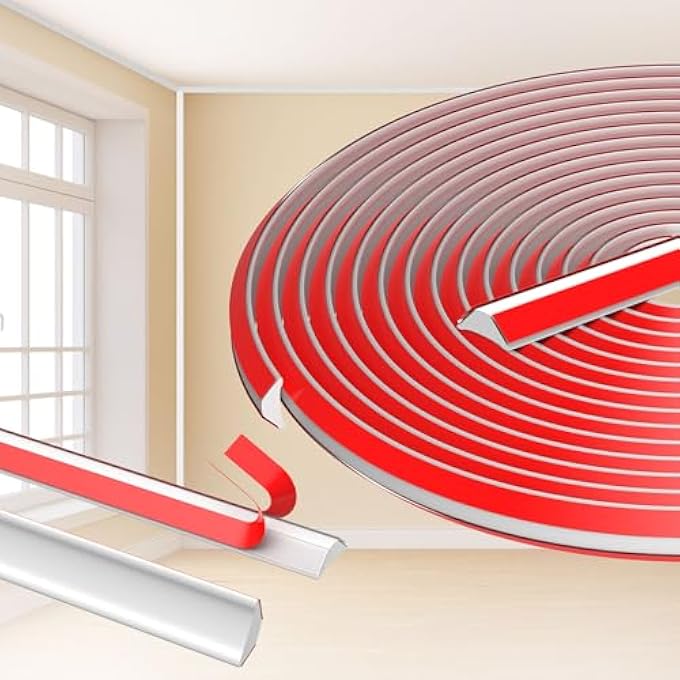 5 METERS PVC QUADRANT TRIM, 12 * 9MM FLEXIBLE CORNER SELF ADHESIVE DECORATIVE STRIPS, TILE EDGE DECORATIVE STRIPS, FOR SKIRTING BOARD, MOLDINGS, CAULKING, WALL EDGE KITCHEN COUNTERTOPS - Image 3