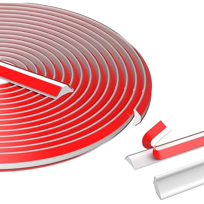 5 METERS PVC QUADRANT TRIM, 12 * 9MM FLEXIBLE CORNER SELF ADHESIVE DECORATIVE STRIPS, TILE EDGE DECORATIVE STRIPS, FOR SKIRTING BOARD, MOLDINGS, CAULKING, WALL EDGE KITCHEN COUNTERTOPS - Image 2